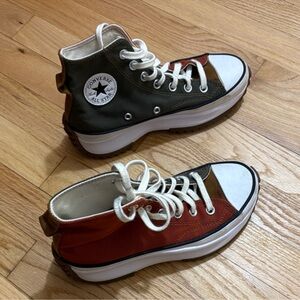 Converse High-Top Sneakers in Red, Green, and White